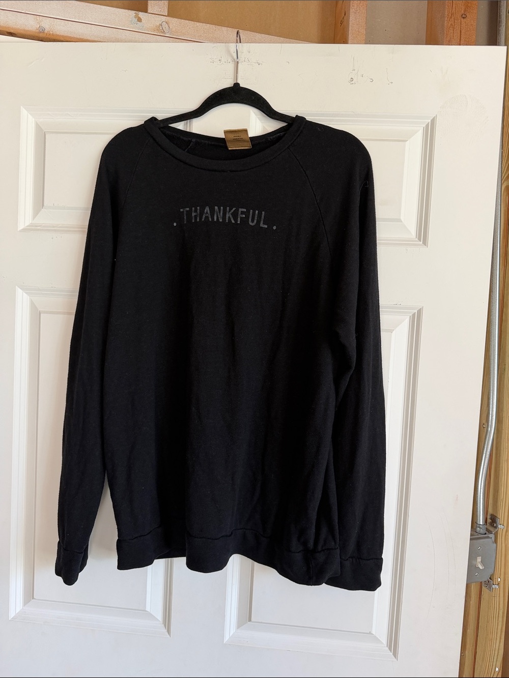 good hYOUman Black 'Thankful' Crewneck Sweatshirt